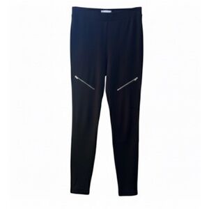 Parker Smith Black Pull On Slim Fit Pants Silver Zippers On Legs Size Small EUC!